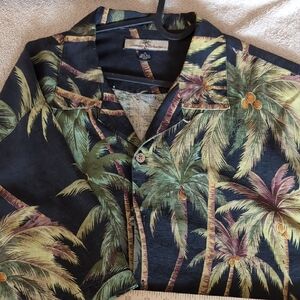 Tommy Bahama Black and Green Silk Shirt